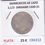 CR4212 MONEDA MARRUECOS ABD AL-AZIZ 2,1/2  DIRHAMS 1320-21 PLATA