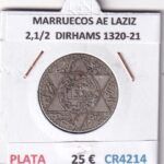 CR4214 MONEDA MARRUECOS ABD AL-AZIZ 2,1/2  DIRHAMS 1320-21 PLATA