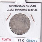 CR4217 MONEDA MARRUECOS ABD AL-AZIZ 2,1/2  DIRHAMS 1320-21 PLATA