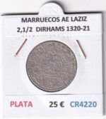 CR4220 MONEDA MARRUECOS ABD AL-AZIZ 2,1/2  DIRHAMS 1320-21 PLATA