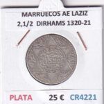 CR4221 MONEDA MARRUECOS ABD AL-AZIZ 2,1/2  DIRHAMS 1320-21 PLATA