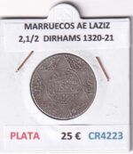 CR4223 MONEDA MARRUECOS ABD AL-AZIZ 2,1/2  DIRHAMS 1320-21 PLATA