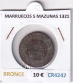 CR4242 MONEDA MARRUECOS 5 MAZUNAS 1321 BRONCE