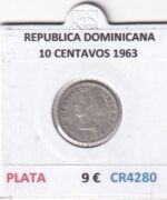CR4280 MONEDA REPUBLICA DOMINICANA 10 CENTAVOS 1963 PLATA