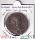 CRE7172 MONEDA SESTERCIO ROMA ANTONINO PIO SALUS 140-144 (DESCRIP. EN FOTOS)