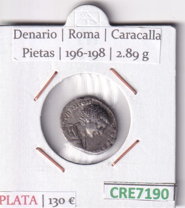 imagen-13-31676.jpg CRE7190 MONEDA DENARIO ROMA CARACALLA PIETAS 196-198 (DESCRIP. EN FOTOS) - Imagen 1