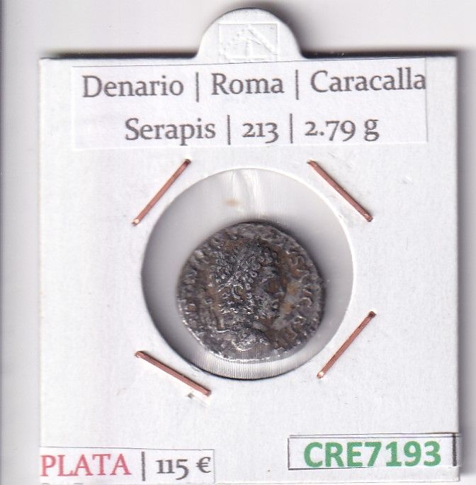 imagen-13-31679.jpg CRE7193 MONEDA DENARIO ROMA CARACALLA SERAPIS 213 (DESCRIP. EN FOTOS) - Imagen 1