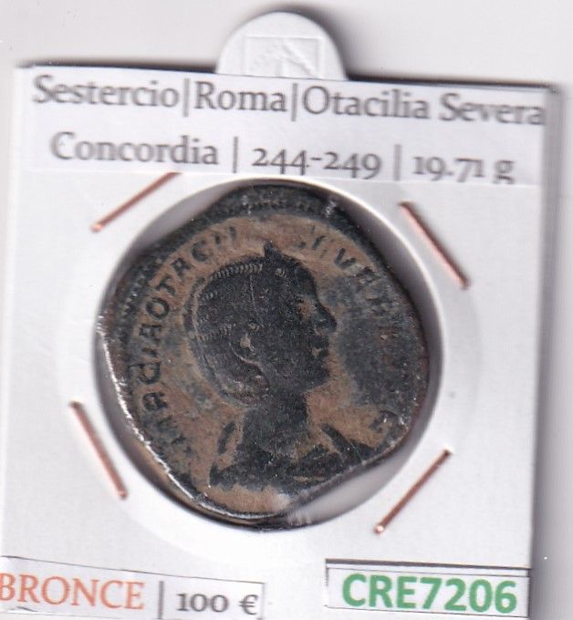 imagen-13-31692.jpg CRE7206 MONEDA SESTERCIO ROMA OTACILIA SEVERA CONCORDIA 244-249 - Imagen 1
