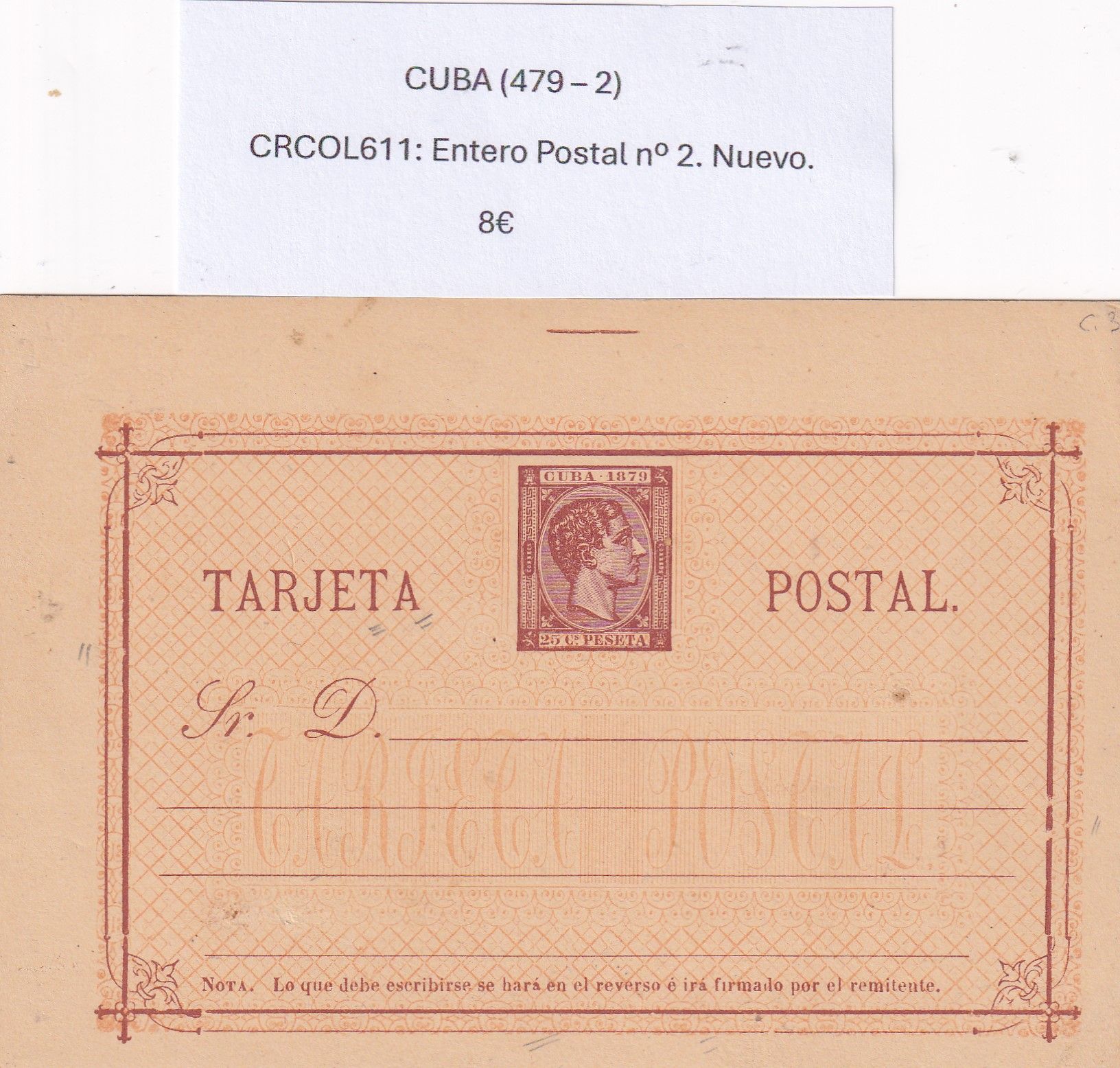 imagen-13-31780.jpg CRCOL611 CUBA ENTERO POSTAL Nº 2 (VER DESCRIPCION EN FOTO - Imagen 1