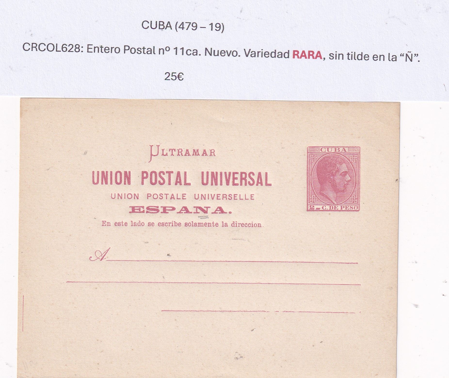 imagen-13-31797.jpg CRCOL628 CUBA ENTERO POSTAL Nº 11CA (VER DESCRIPCION EN FOTO) - Imagen 1
