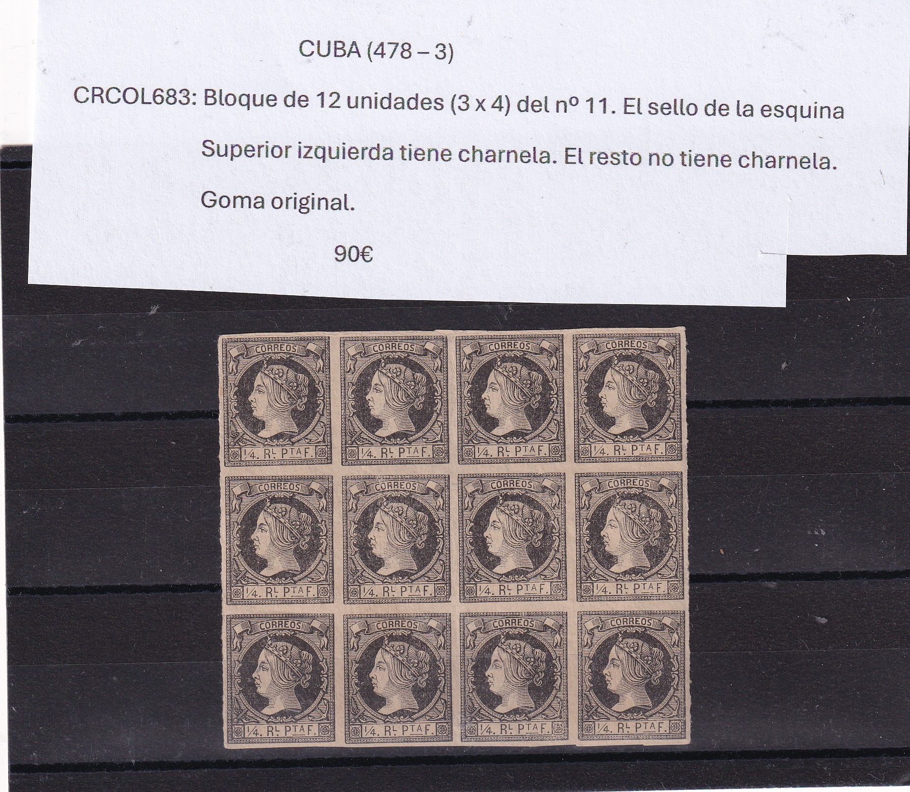 imagen-13-31917.jpg CRCOL683 SELLOS CUBA Nº 11 BLOQUE DE 12 (VER DESCRIP. EN FOTO) - Imagen 1