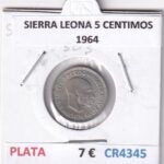CR4345 MONEDA SIERRA LEONA 5 CENTIMOS 1964 PLATA