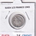 CR4347 MONEDA SUIZA 1/2 FRANCO 1943 PLATA
