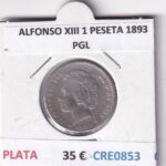 CRE0853 MONEDA ESPAÑA ALFONSO XIII 1 PESETA 1893 PGL PLATA