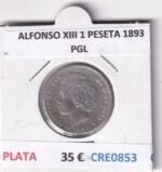 CRE0853 MONEDA ESPAÑA ALFONSO XIII 1 PESETA 1893 PGL PLATA