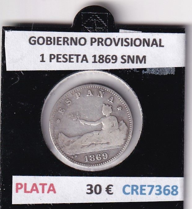 imagen-13-32193.jpg CRE7368 MONEDA ESPAÑA GOBIERNO PROVISIONAL 1 PESETA 1869 SNM - Imagen 1