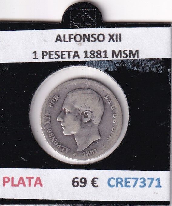 imagen-13-32196.jpg CRE7371 MONEDA ESPAÑA ALFONSO XII 1 PESETA 1881 MSM - Imagen 1