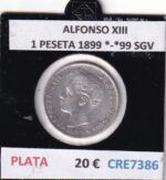 CRE7386 MONEDA ESPAÑA ALFONSO XIII 1 PESETA 1899 *-*99 SGV