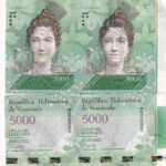 CRBX2556 4 BILLETES DOBLES VENEZUELA 5000 BOLIV. 2017 ERROR PROGESIVO
