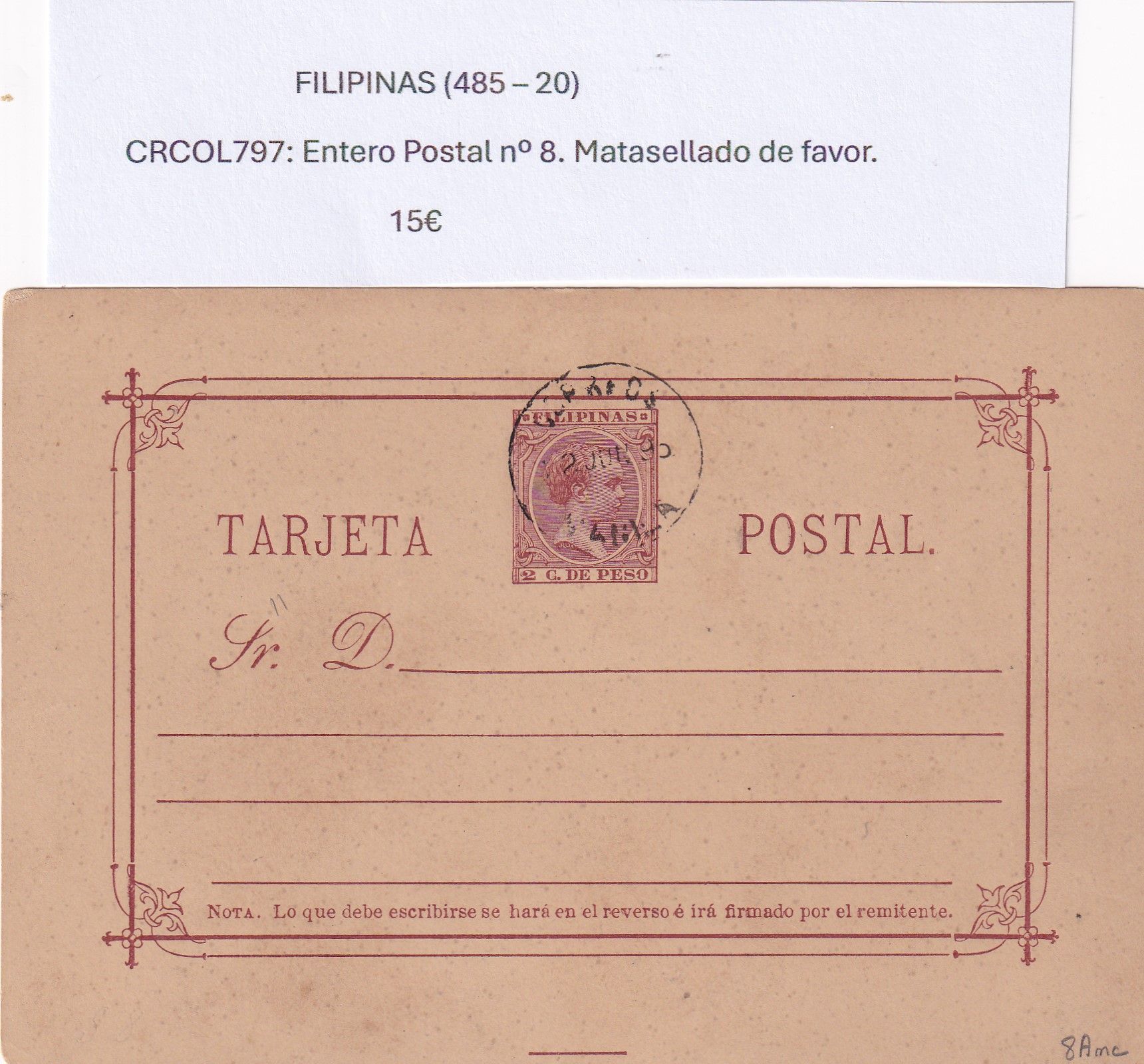 imagen-13-32425.jpg CRCOL797 ENTERO POSTAL FILIPINAS Nº 8 VER DESCRIPCON EN FOTO - Imagen 1