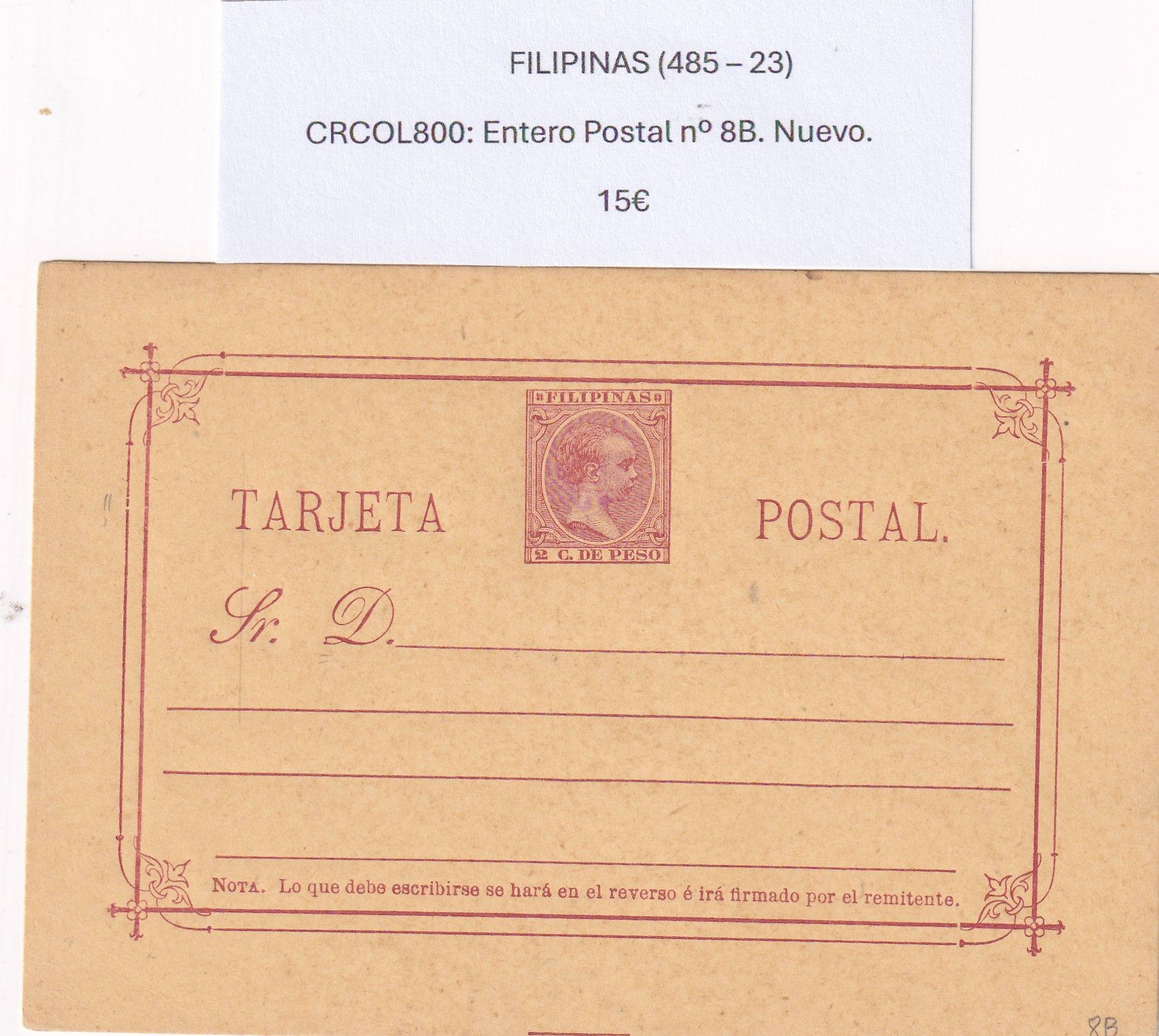 imagen-13-32428.jpg CRCOL800 ENTERO POSTAL FILIPINAS Nº 8B VER DESCRIPCON EN FOTO - Imagen 1