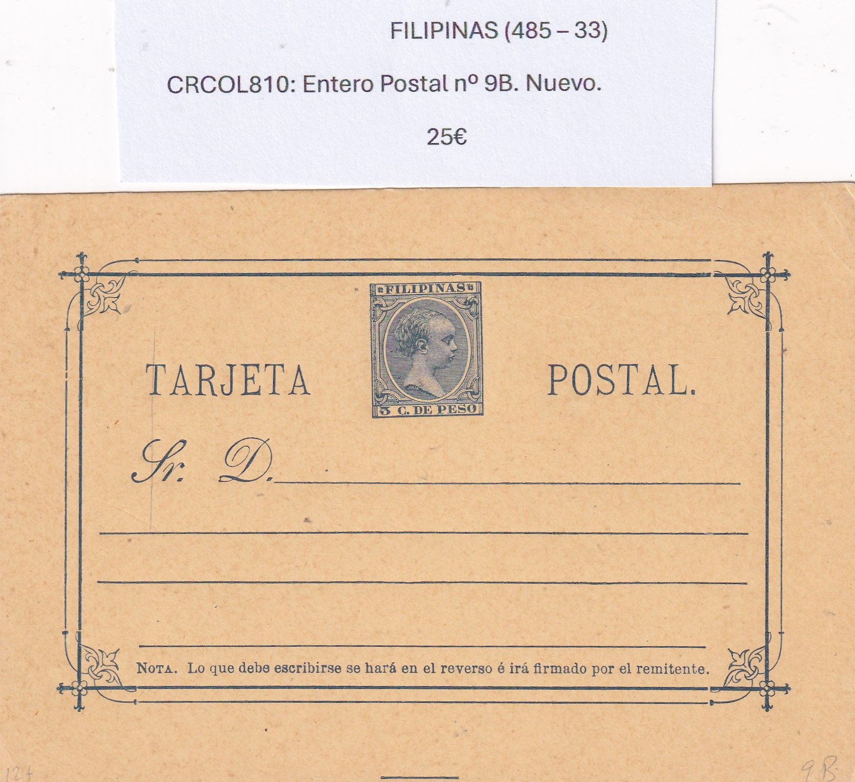 imagen-13-32438.jpg CRCOL810 ENTERO POSTAL FILIPINAS Nº 9B VER DESCRIPCON EN FOTO - Imagen 1