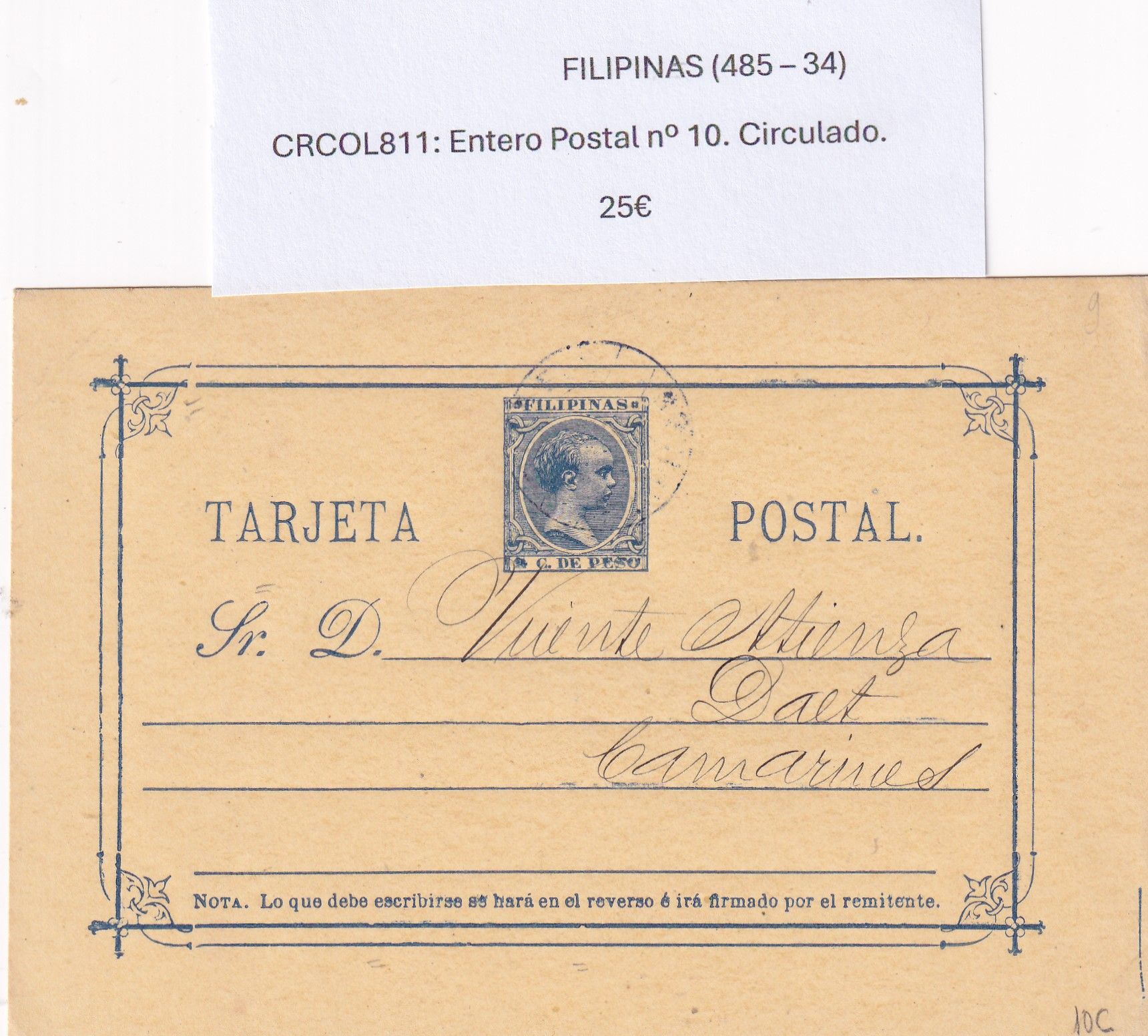 imagen-13-32439.jpg CRCOL811 ENTERO POSTAL FILIPINAS Nº 10 VER DESCRIPCON EN FOTO - Imagen 1