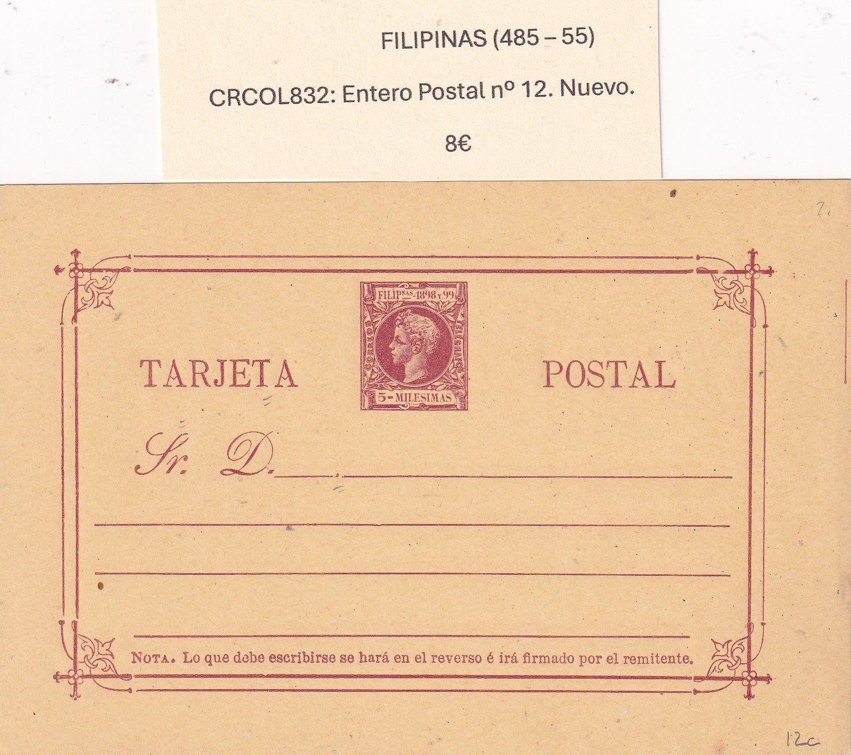 imagen-13-32460.jpg CRCOL832 ENTERO POSTAL FILIPINAS Nº 12 VER DESCRIPCON EN FOTO - Imagen 1