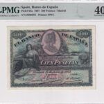 CRPMG021 BILLETE ESPAÑA 100 PESETAS 1907 PMG40