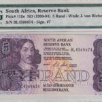 CRPMG028 BILLETE SUDAFRICA 5 RAND 1990-94 ENCAPSULADO