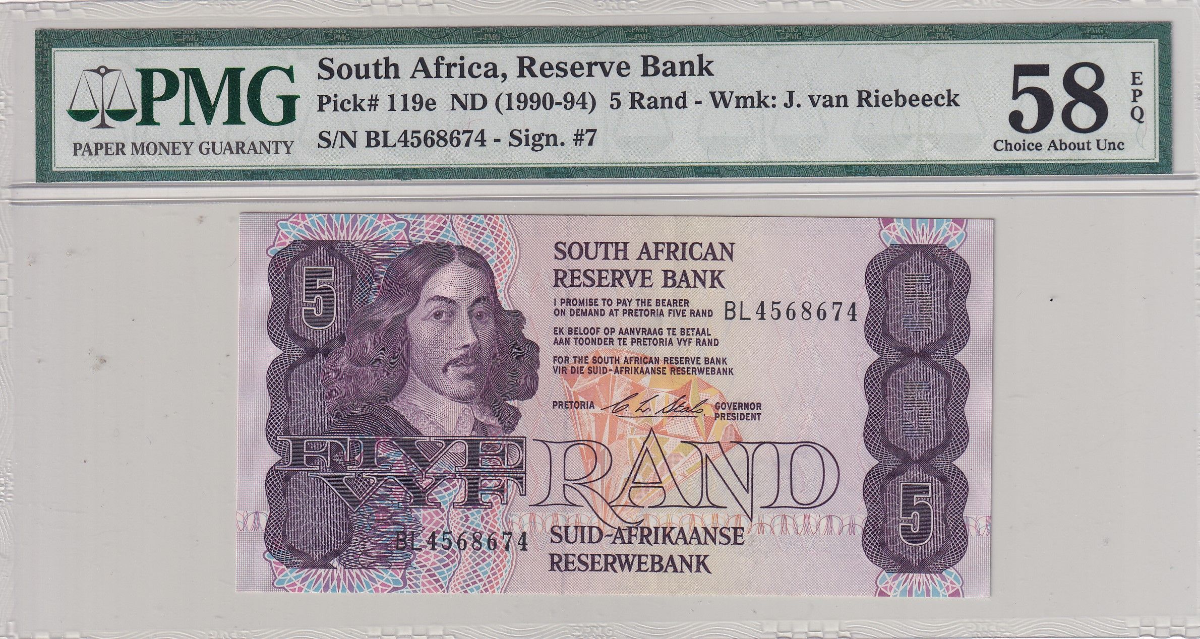 imagen-13-32504.jpg CRPMG028 BILLETE SUDAFRICA 5 RAND 1990-94 ENCAPSULADO - Imagen 1