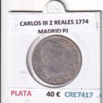 CRE7417 MONEDA ESPAÑA CARLOS III 2 REALES 1774 MADRID PJ