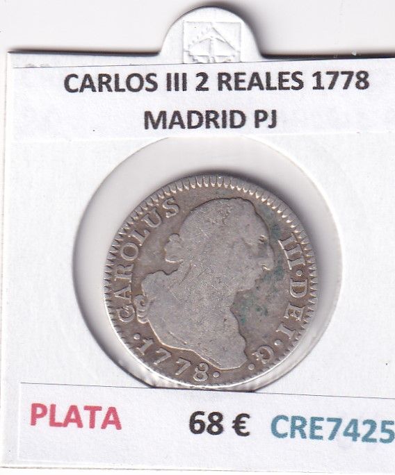 imagen-13-32526.jpg CRE7425 MONEDA ESPAÑA CARLOS III 2 REALES 1778 MADRID PJ - Imagen 1