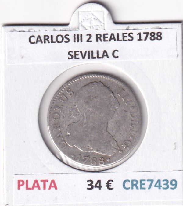 imagen-13-32540.jpg CRE7439 MONEDA ESPAÑA CARLOS III 2 REALES 1788 SEVILLA C - Imagen 1