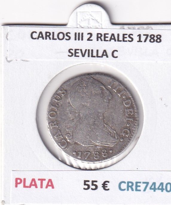 imagen-13-32541.jpg CRE7440 MONEDA ESPAÑA CARLOS III 2 REALES 1788 SEVILLA C - Imagen 1