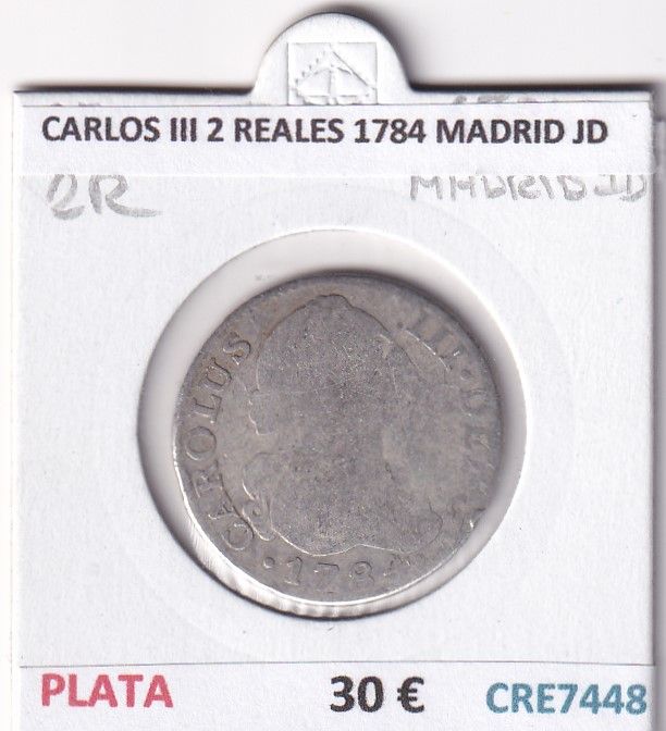 imagen-13-32549.jpg CRE7448 MONEDA ESPAÑA CARLOS III 2 REALES 1784 MADRID JD - Imagen 1