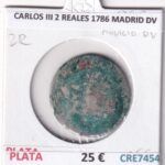 CRE7454 MONEDA ESPAÑA CARLOS III 2 REALES 1786 MADRID DV