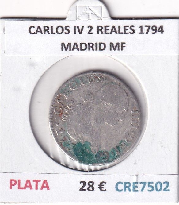 imagen-13-32603.jpg CRE7502 MONEDA ESPAÑA CARLOS IV 2 REALES 1794 MADRID MF - Imagen 1