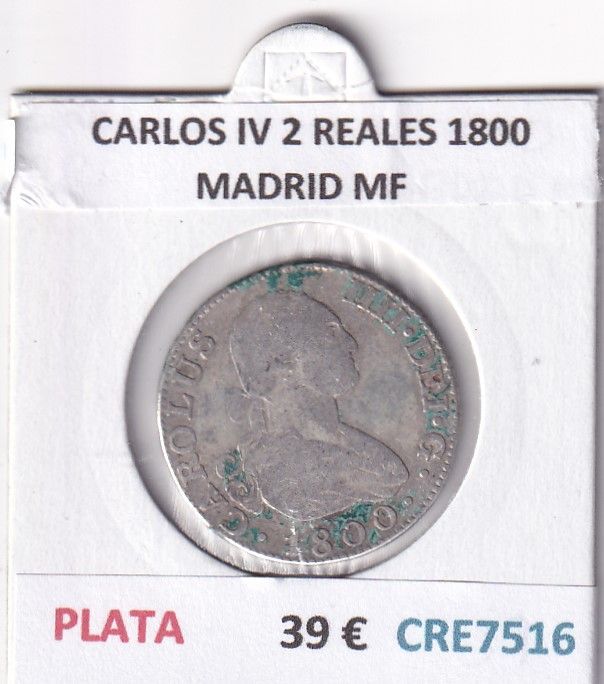 imagen-13-32617.jpg CRE7516 MONEDA ESPAÑA CARLOS IV 2 REALES 1800 MADRID MF - Imagen 1