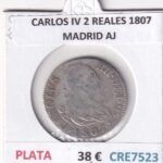 CRE7523 MONEDA ESPAÑA CARLOS IV 2 REALES 1807 MADRID AJ