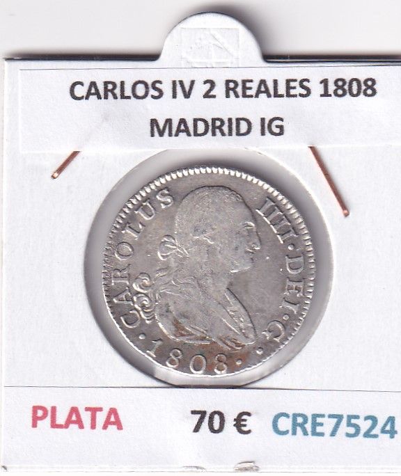 imagen-13-32625.jpg CRE7524 MONEDA ESPAÑA CARLOS IV 2 REALES 1808 MADRID AJ - Imagen 1