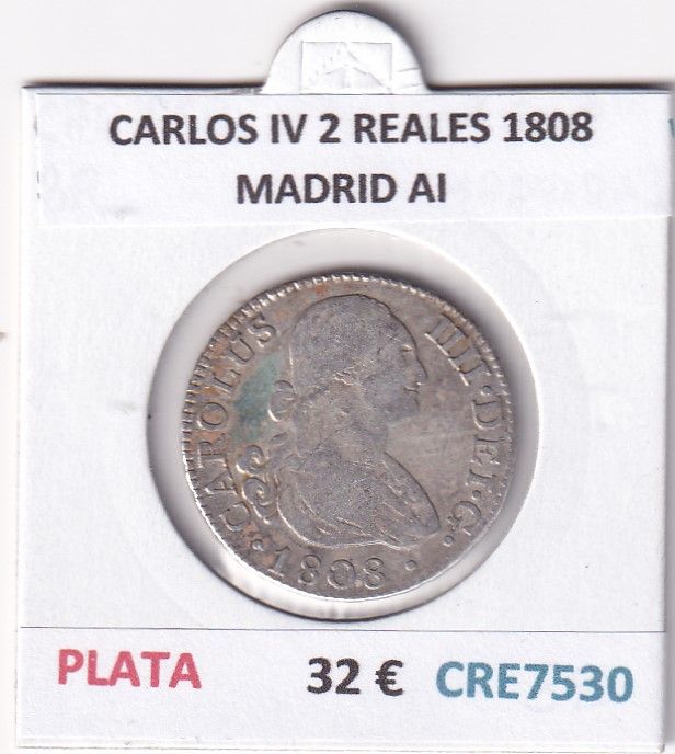 imagen-13-32631.jpg CRE7530 MONEDA ESPAÑA CARLOS IV 2 REALES 1808 MADRID AI - Imagen 1