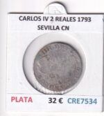 CRE7534 MONEDA ESPAÑA CARLOS IV 2 REALES 1793 SEVILLA CN