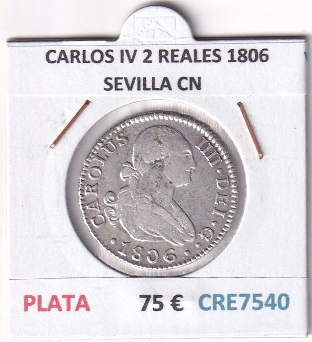 imagen-13-32641.jpg CRE7540 MONEDA ESPAÑA CARLOS IV 2 REALES 1806 SEVILLA CN - Imagen 1