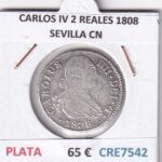 CRE7542 MONEDA ESPAÑA CARLOS IV 2 REALES 1808 SEVILLA CN