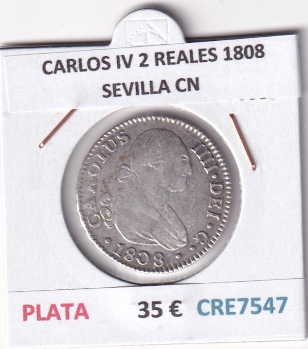 imagen-13-32648.jpg CRE7547 MONEDA ESPAÑA CARLOS IV 2 REALES 1808 SEVILLA CN - Imagen 1