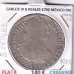 CRBAN943 MONEDA ESPAÑA CARLOS IV 8 REALES 1795 MEXICO FM PLATA