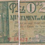 CRBL0487 BILLETE LOCAL ESPAÑA GIRONA 25 CENTIMOS 1937 ROTO POR LA MITAD