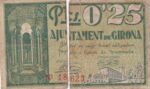 CRBL0487 BILLETE LOCAL ESPAÑA GIRONA 25 CENTIMOS 1937 ROTO POR LA MITAD