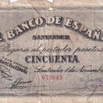CRBL0497 BILLETE LOCAL ESPAÑA SANTANDER 50 PESETAS 1936 BC